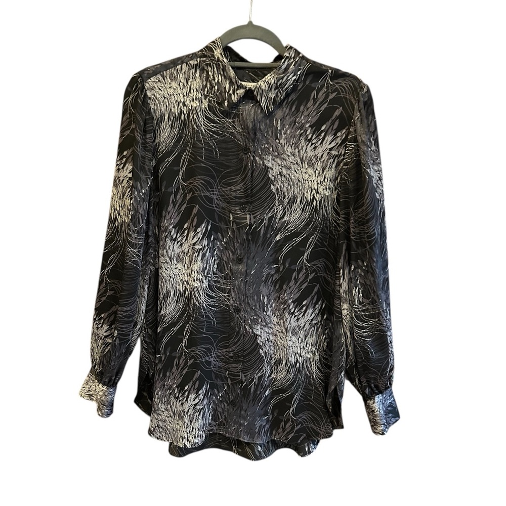 EQUIPMENT Danton Print Blouse‎ Anthracite L - Picture 3 of 14